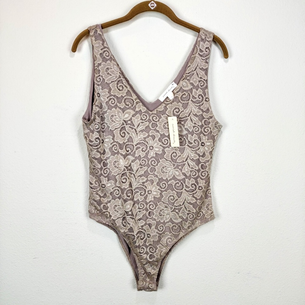 NEW Painted Threads Tan Beige Lace Bodysuit
